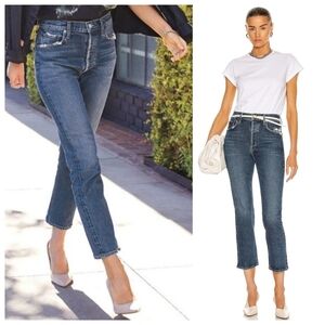 AGOLDE | Riley High Rise Straight Leg Cropped Denim Jeans Pastime Blue 28